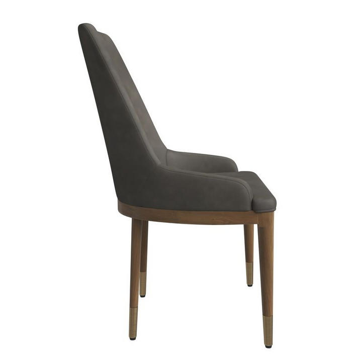 Leisuremod Viva Collection Modern Wooden Dining Chair in Mocha Brown Side View.