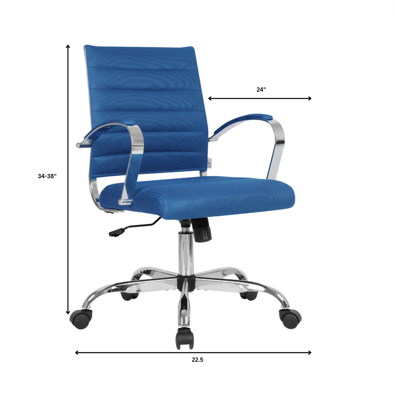 LeisureMod Benmar Home Mesh Office Chair in Navy Blue Dimensions.