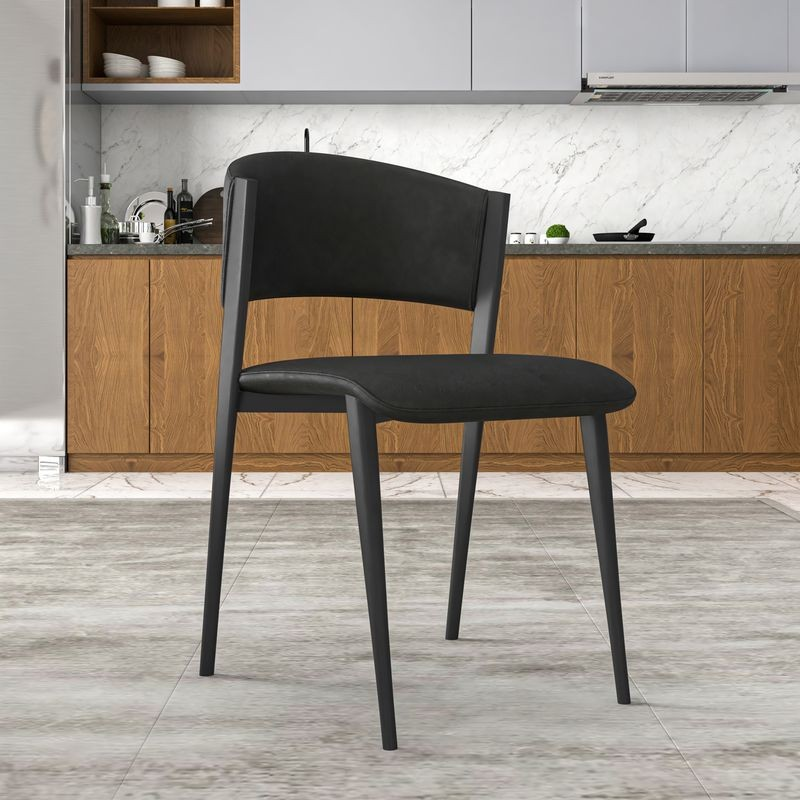 LeisureMod Aspen Collection Modern Dining Chair Black Frame in Black with Background.
