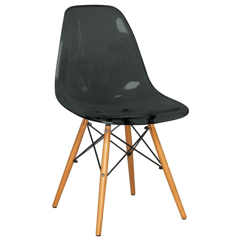 LeisureMod Dover Plastic Molded Dining Side Chair Transparent Black