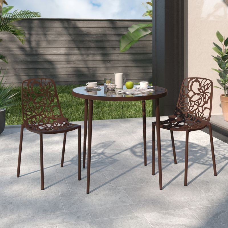 LeisureMod Modern Devon Aluminum Chair, Set of 2 Brown