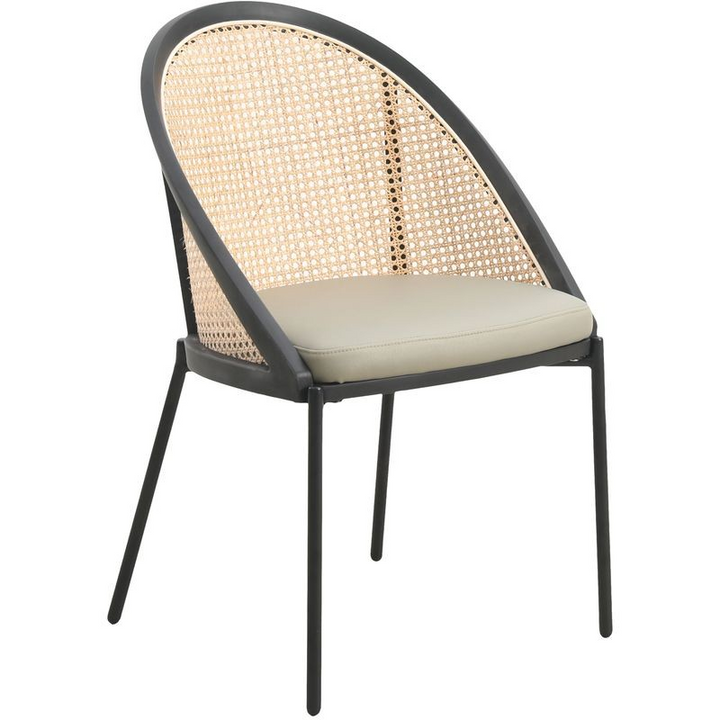 LeisureMod Urbane Collection Modern Dining Chair with Wicker Back in Olive Green