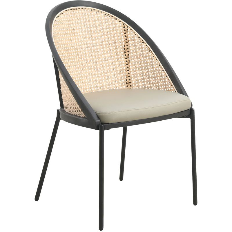 LeisureMod Urbane Collection Modern Dining Chair with Wicker Back in Olive Green
