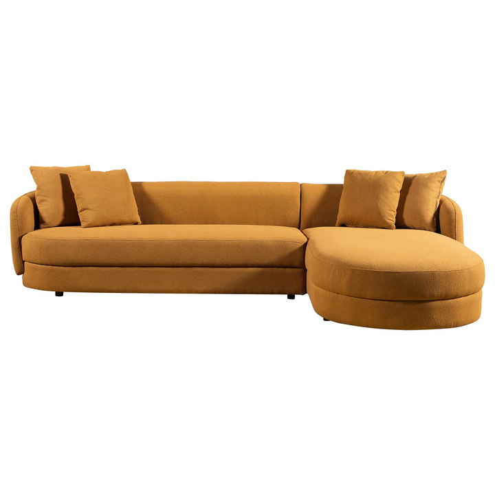 Chandler Cognac Boucle Right Sectional Sofa