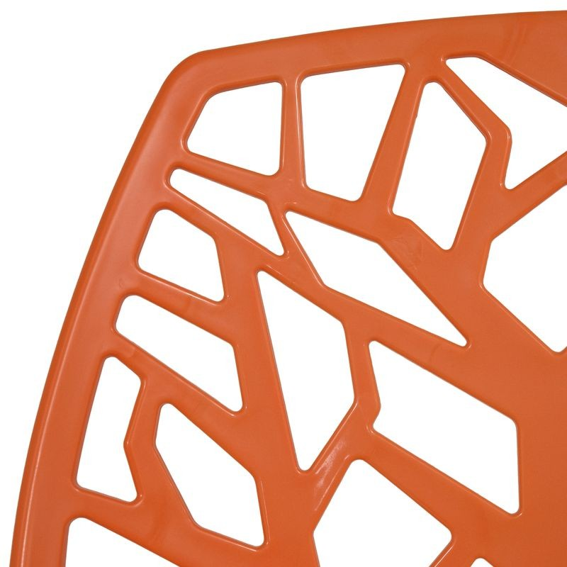 LeisureMod Modern Cornelia Dining Chair Solid Orange Closeup.