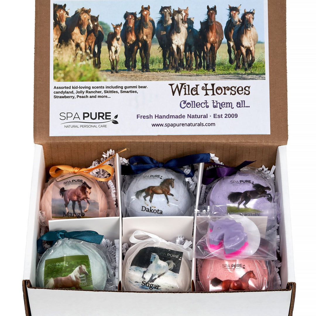 Spa Pure Wild Horses Bath Bombs: for Kids with 6 XL Bath Bombs with Surprise Horses Inside