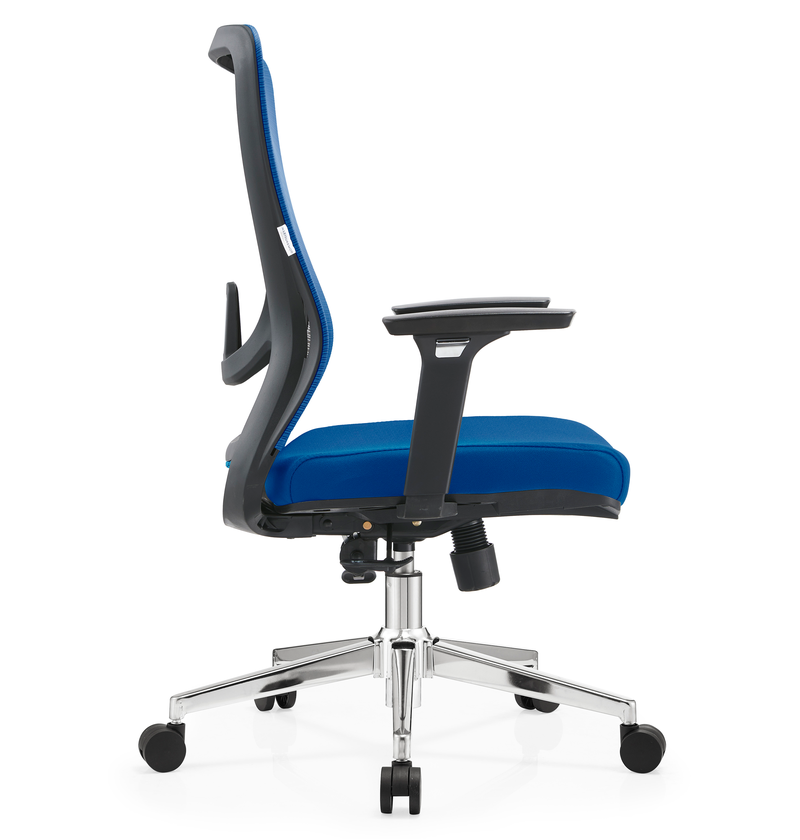 LeisureMod Office Adorit Series Office Task Chair in Blue Side View.