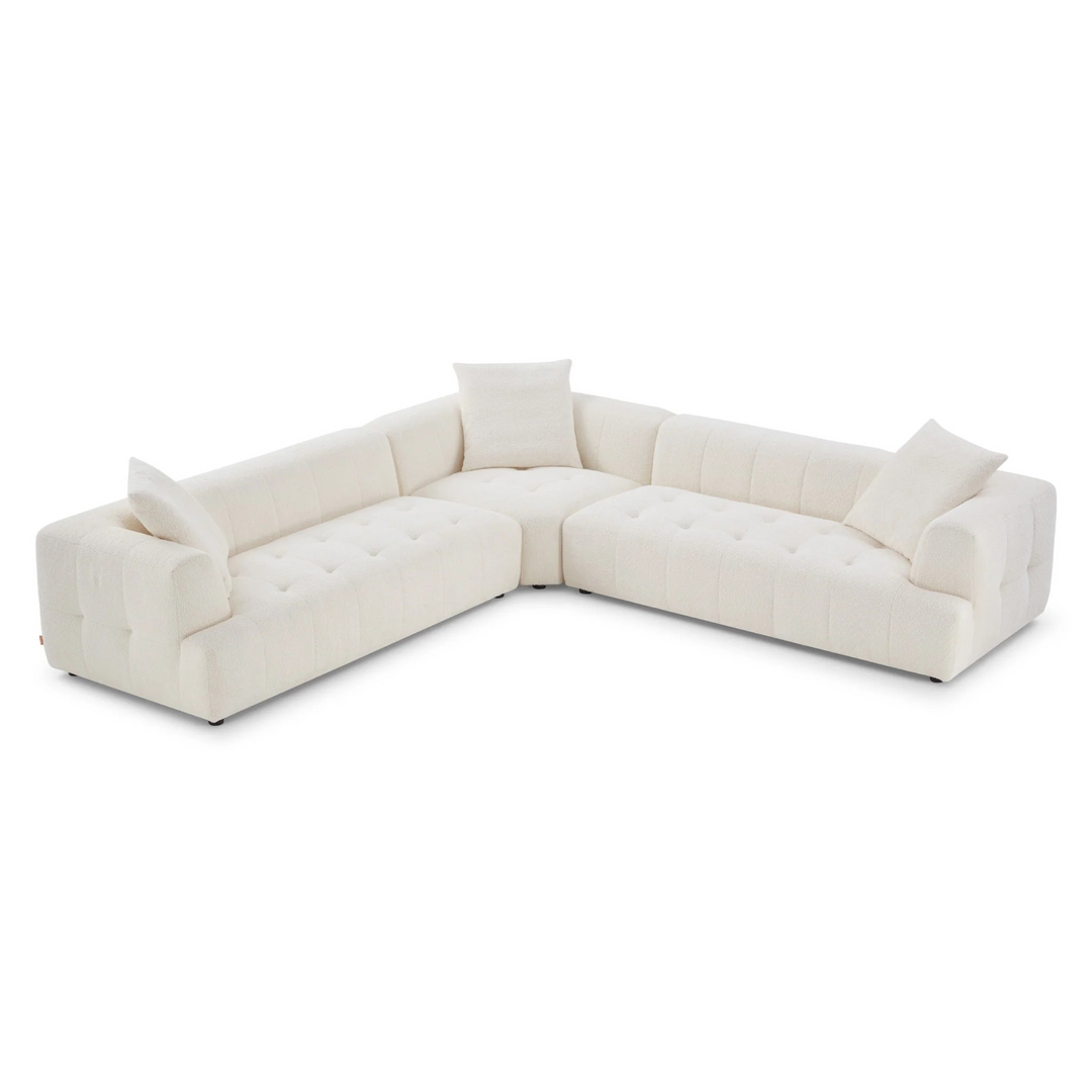 Kaynes Ivory Boucle Corner Sofa Image.