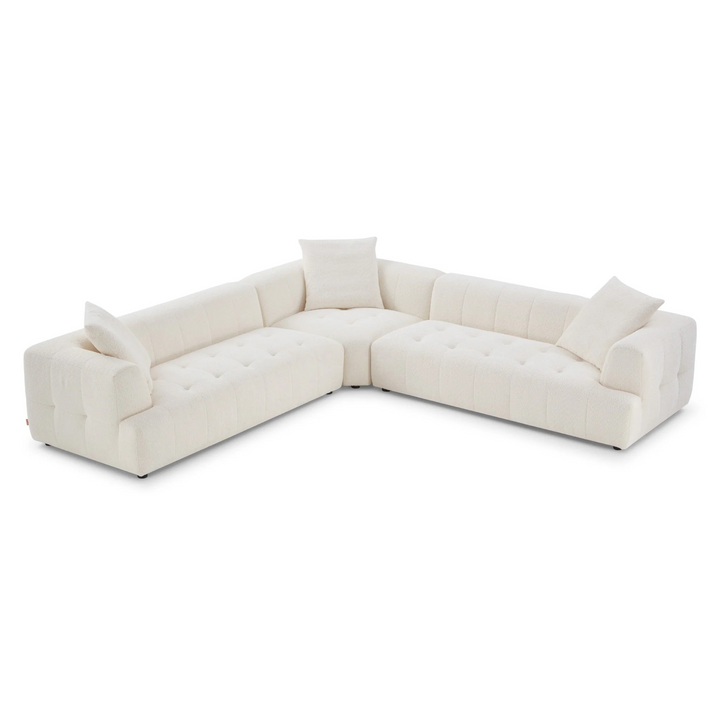 Kaynes Ivory Boucle Corner Sofa Image.