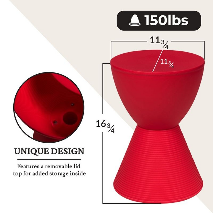 LeisureMod Modern Round Boyd Side Table Red Dimensions.