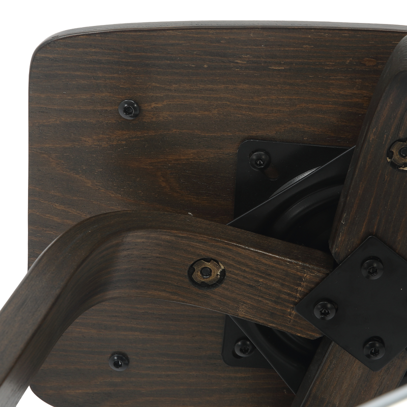 LeisureMod Wooden Counter Stool Square Seat Pelya Collection Modern Style Dark Walnut Color in White Bottom.