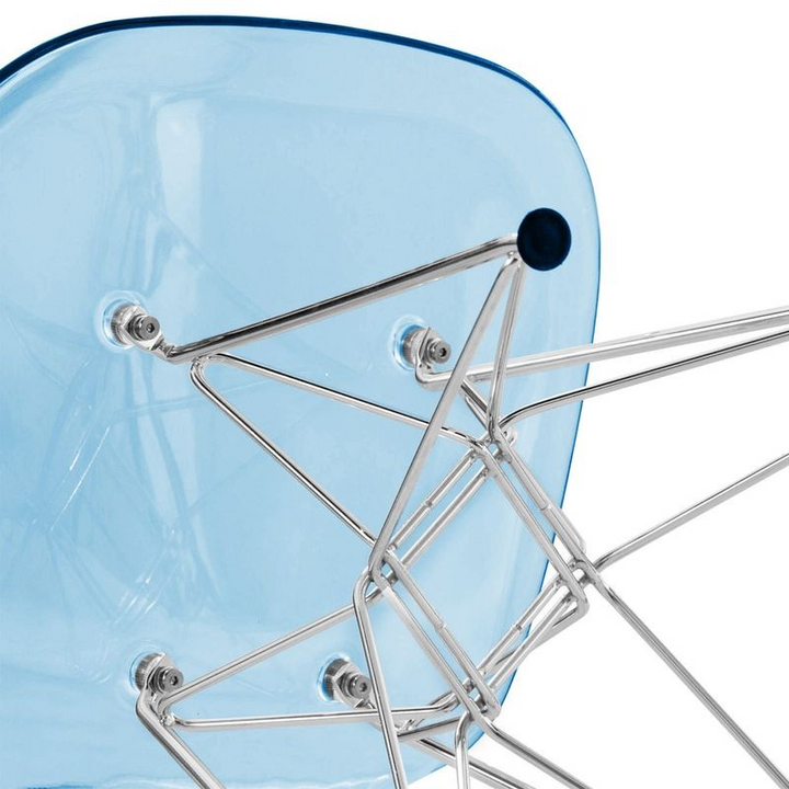 LeisureMod Cresco Molded Eiffel Side Chair Transparent Blue Zoomed In.