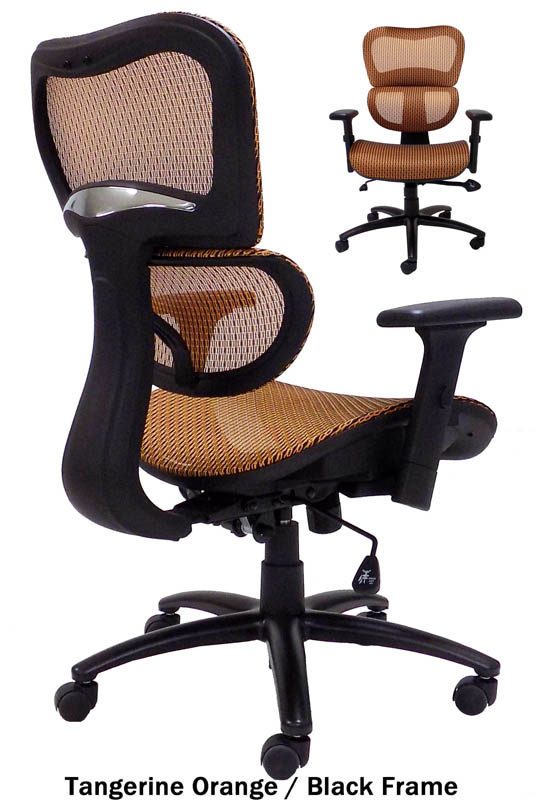 HumanFlex Elastic All Mesh Ergonomic Office Chair Tangerine Orange