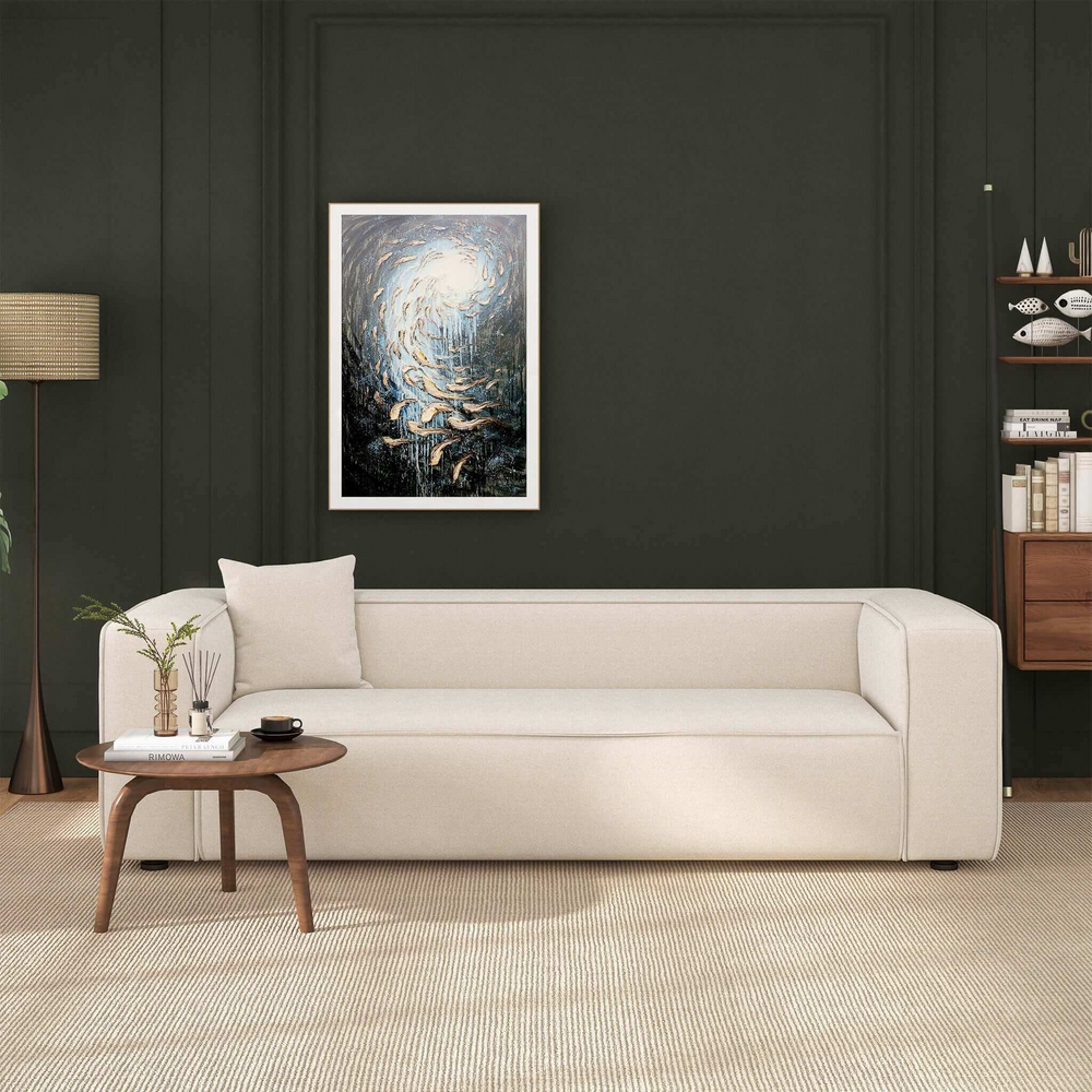 Marshall Modern Cream Boucle Sofa in Room