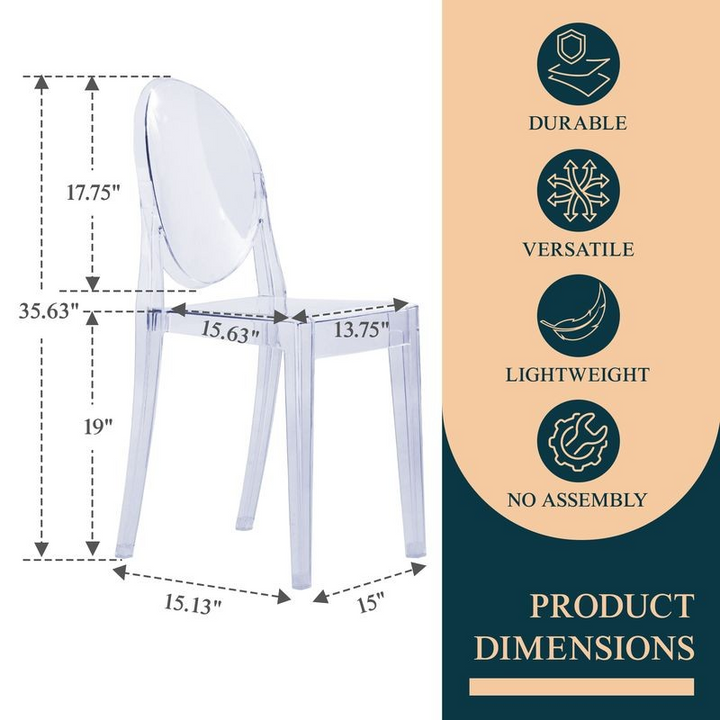 LeisureMod Marion Transparent Acrylic Modern Chair, Set of 4