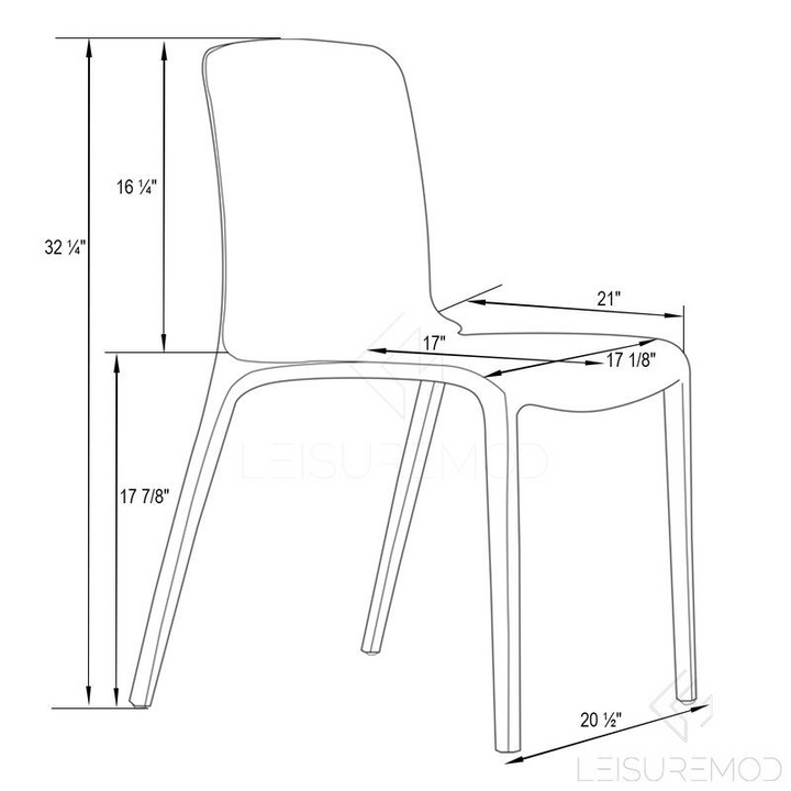 LeisureMod Murray Modern Dining Chair Transparent Blue Dimensions.