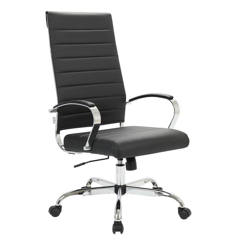 LeisureMod Benmar High-Back Leather Office Chair Black