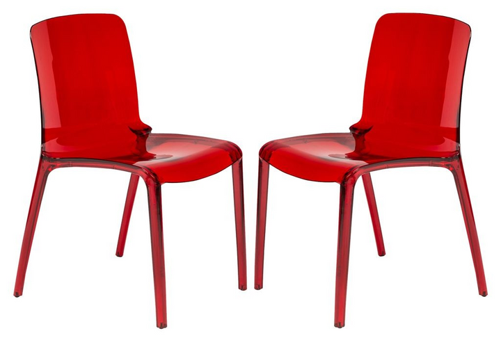 LeisureMod Murray Modern Dining Chair, Set of 2 Red