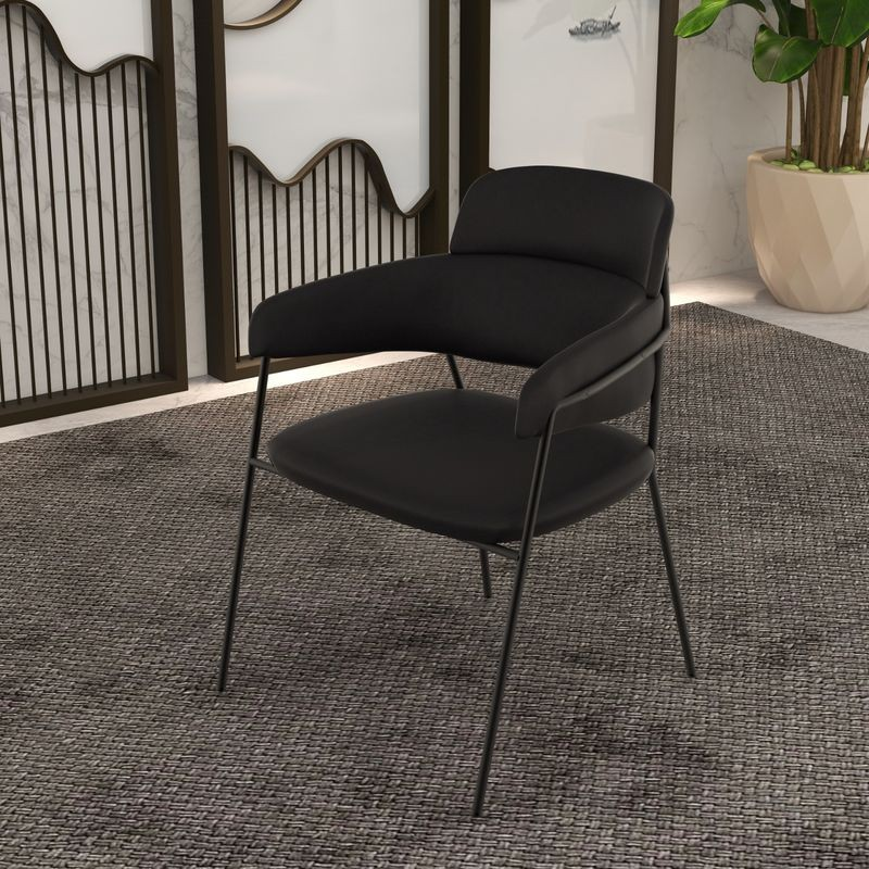 LeisureMod Axis Collection Modern Dining Chair in Black with Background.