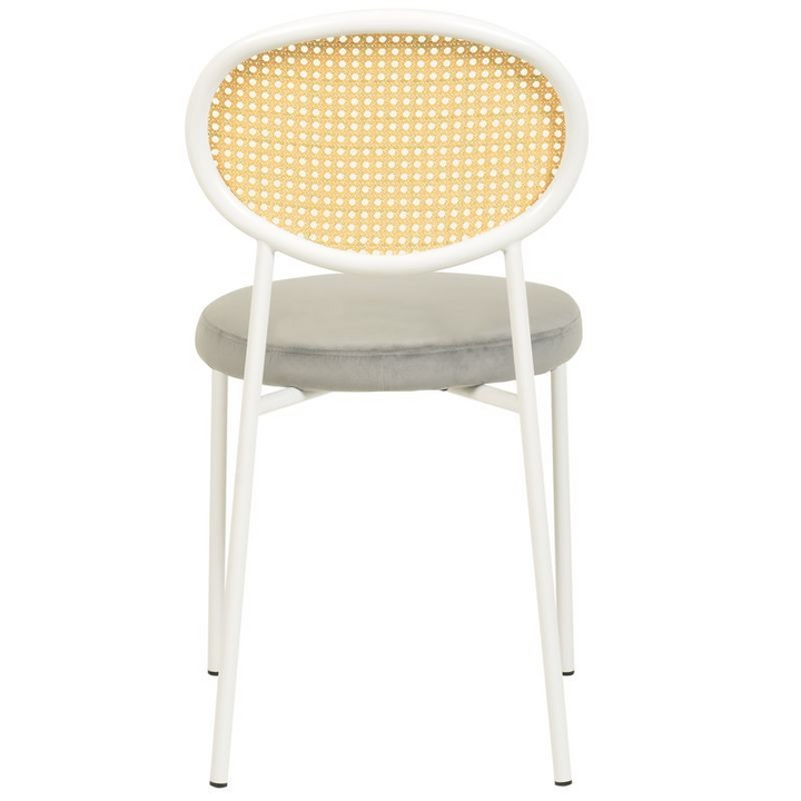 LeisureMod Euston Collection Modern Dining Chair White Frame in Grey Set of 2 Back View.