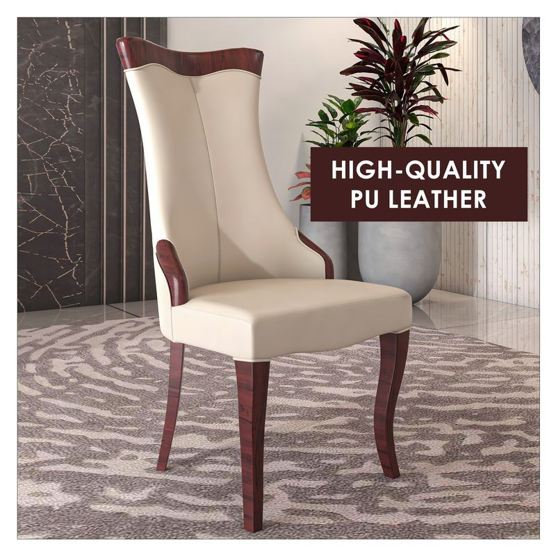 LeisureMod Novara Collection Modern Wooden Dining Chair in Light Toupe with Background.