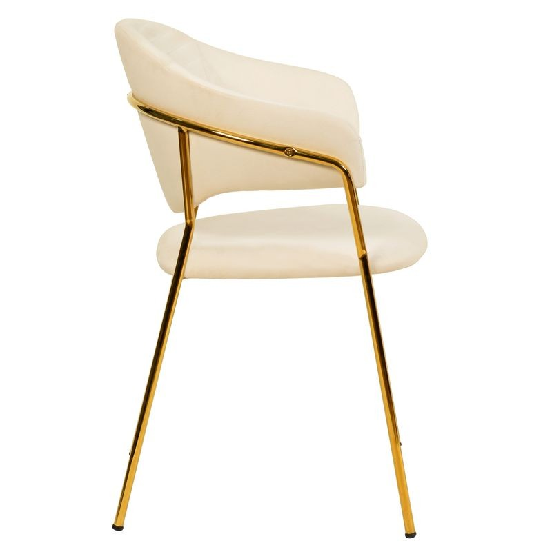 LeisureMod Bella Collection Modern Dining Chair in Off White Side View.