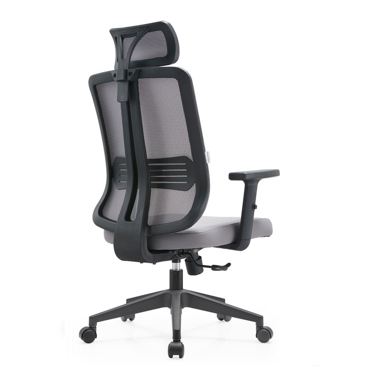 LeisureMod Office Nift Series Office Task Chair in Grey Back View.