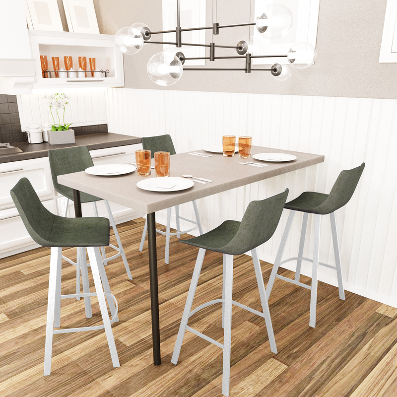 Elland Bar stool Olive Green with White Base at Table.