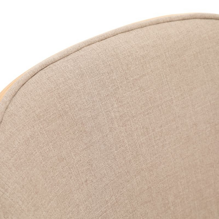 LeisureMod Tule Mid-Century Modern Dining Side Chair with Velvet Seat and White Powder-Coated Steel Frame Natural Wood/Brown Closeup.