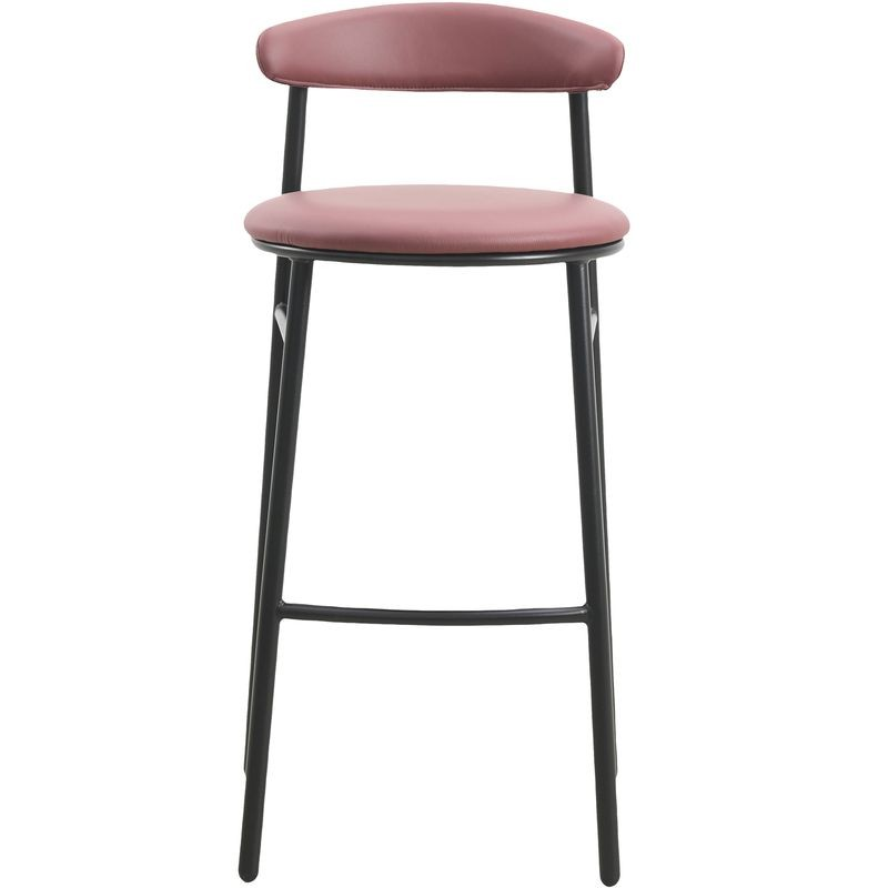 LeisureMod Lume Collection Modern Bar Stool in Burgundy Front View.