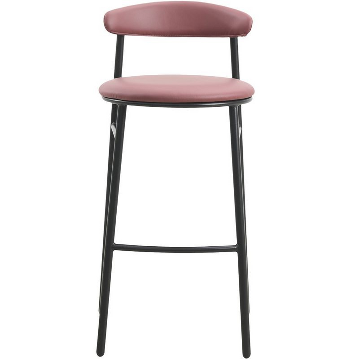 LeisureMod Lume Collection Modern Bar Stool in Burgundy Front View.