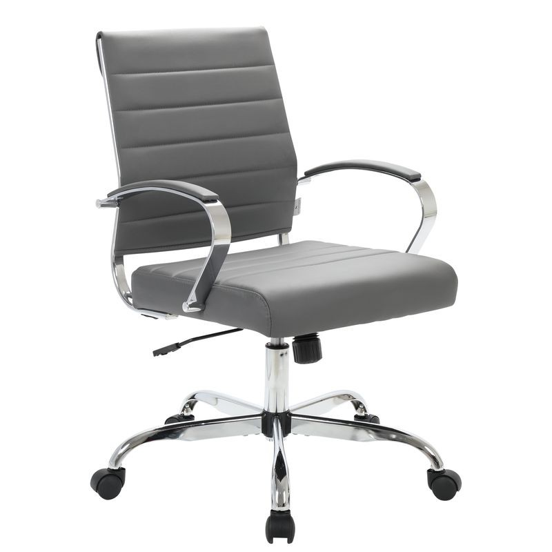 LeisureMod Benmar Leather Office Chair Grey