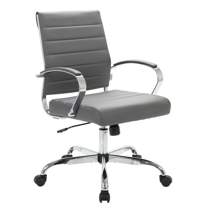 LeisureMod Benmar Leather Office Chair Grey
