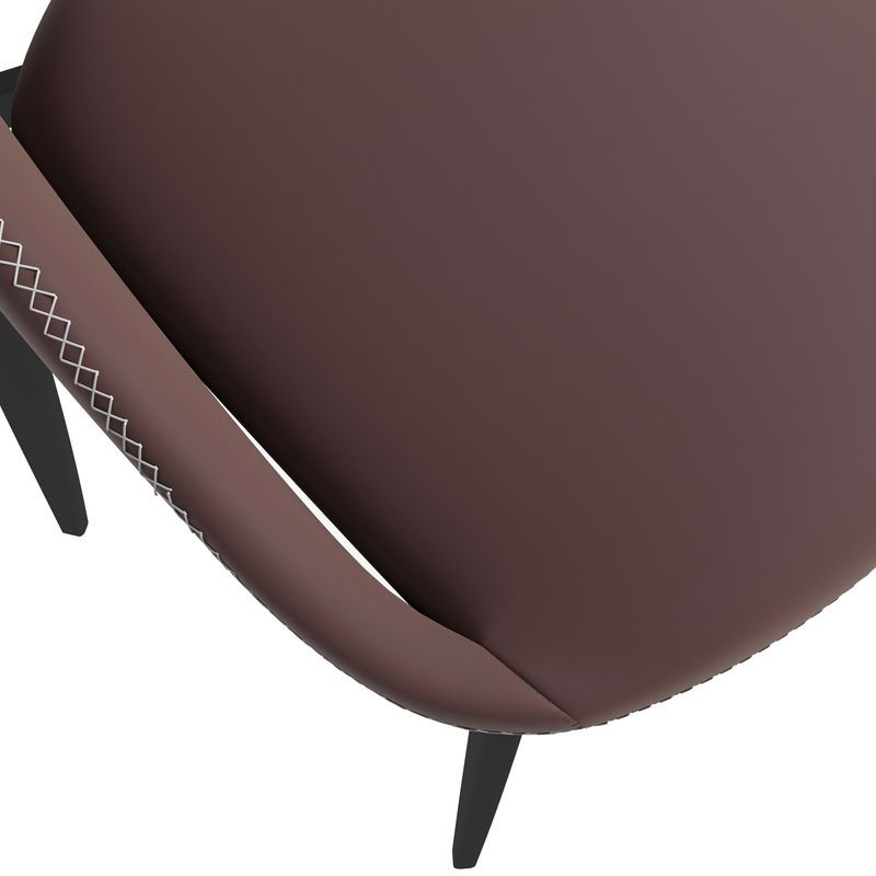 LeisureMod Amalfi Collection Fabric Modern Dining Chair in Plum Purple Closeup.