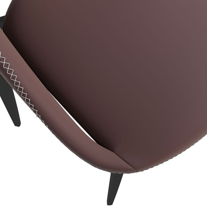 LeisureMod Amalfi Collection Fabric Modern Dining Chair in Plum Purple Closeup.