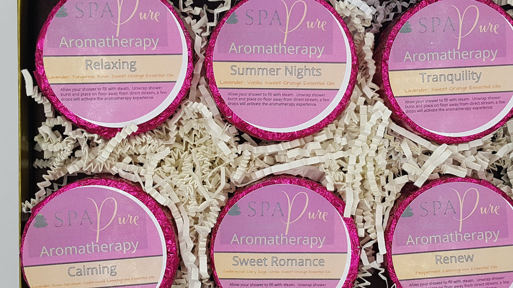 Gift Set with 6 Aromatherapy Shower Tablets - Wild Berry - 100% Essential Oil Blends "Serene"