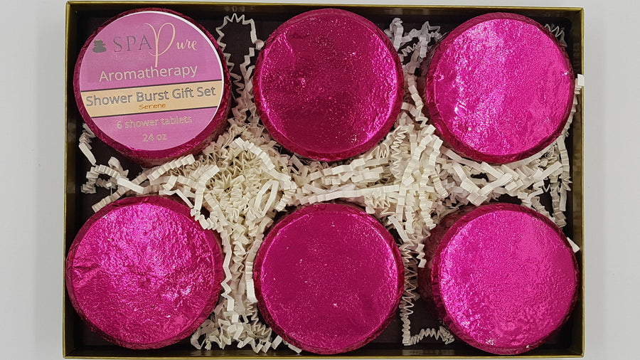 Gift Set with 6 Aromatherapy Shower Tablets - Wild Berry - 100% Essential Oil Blends "Serene"