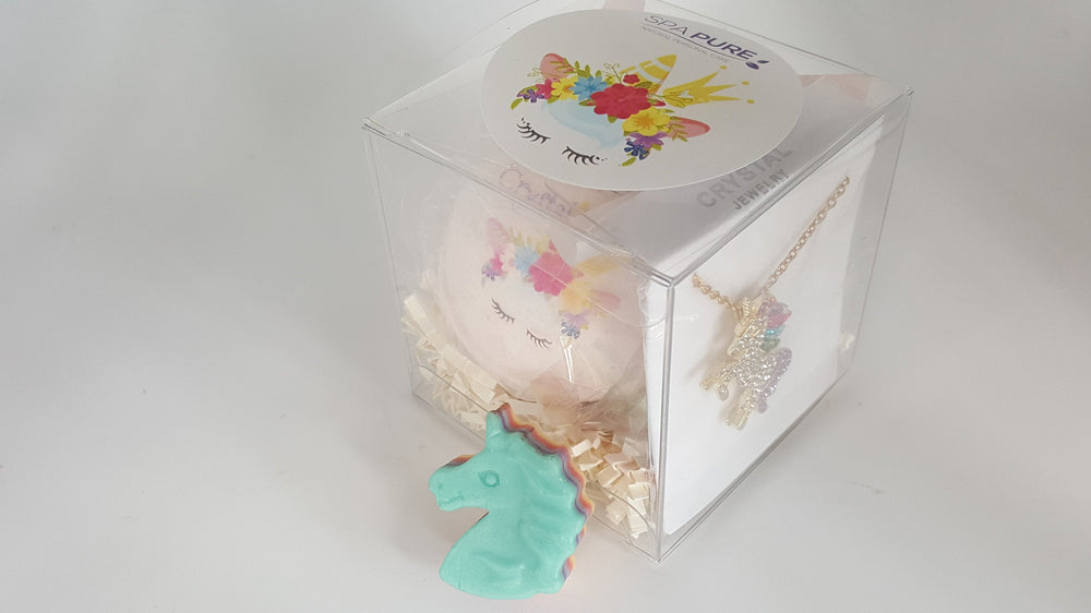 One Unicorn Bath Bomb for Girls with Necklace and Earrings Gift