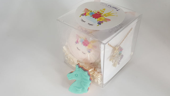 One Unicorn Bath Bomb for Girls with Necklace and Earrings Gift