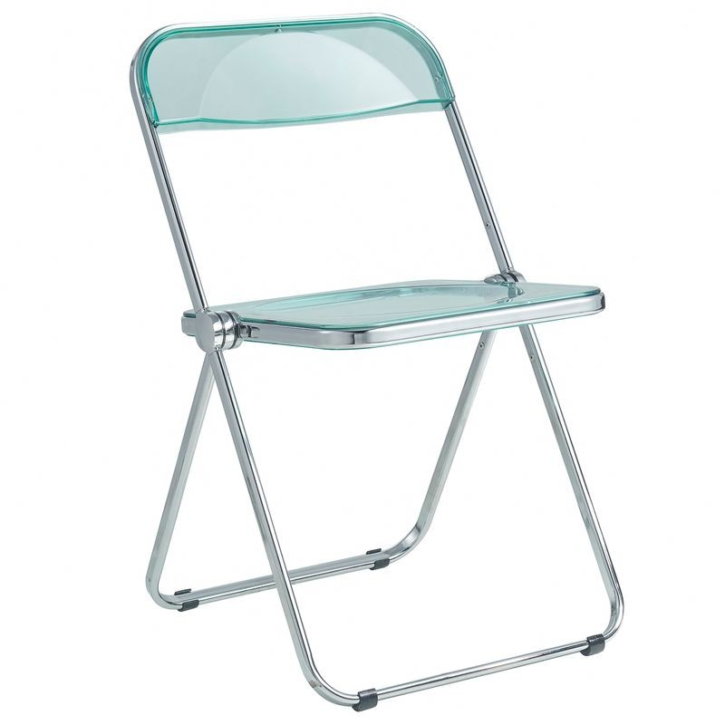 LeisureMod Lawrence Acrylic Folding Chair with Metal Frame