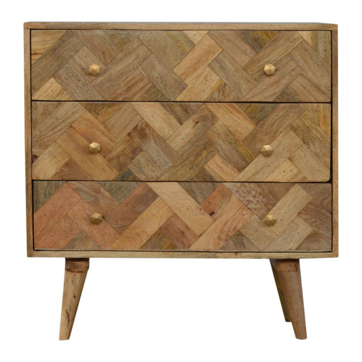 3 Drawer Zig-Zag Patterned Patchwork Chest Photo 2