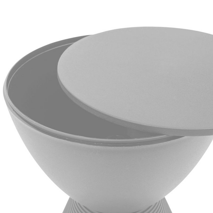 LeisureMod Modern Round Boyd Side Table Light Grey Opened.