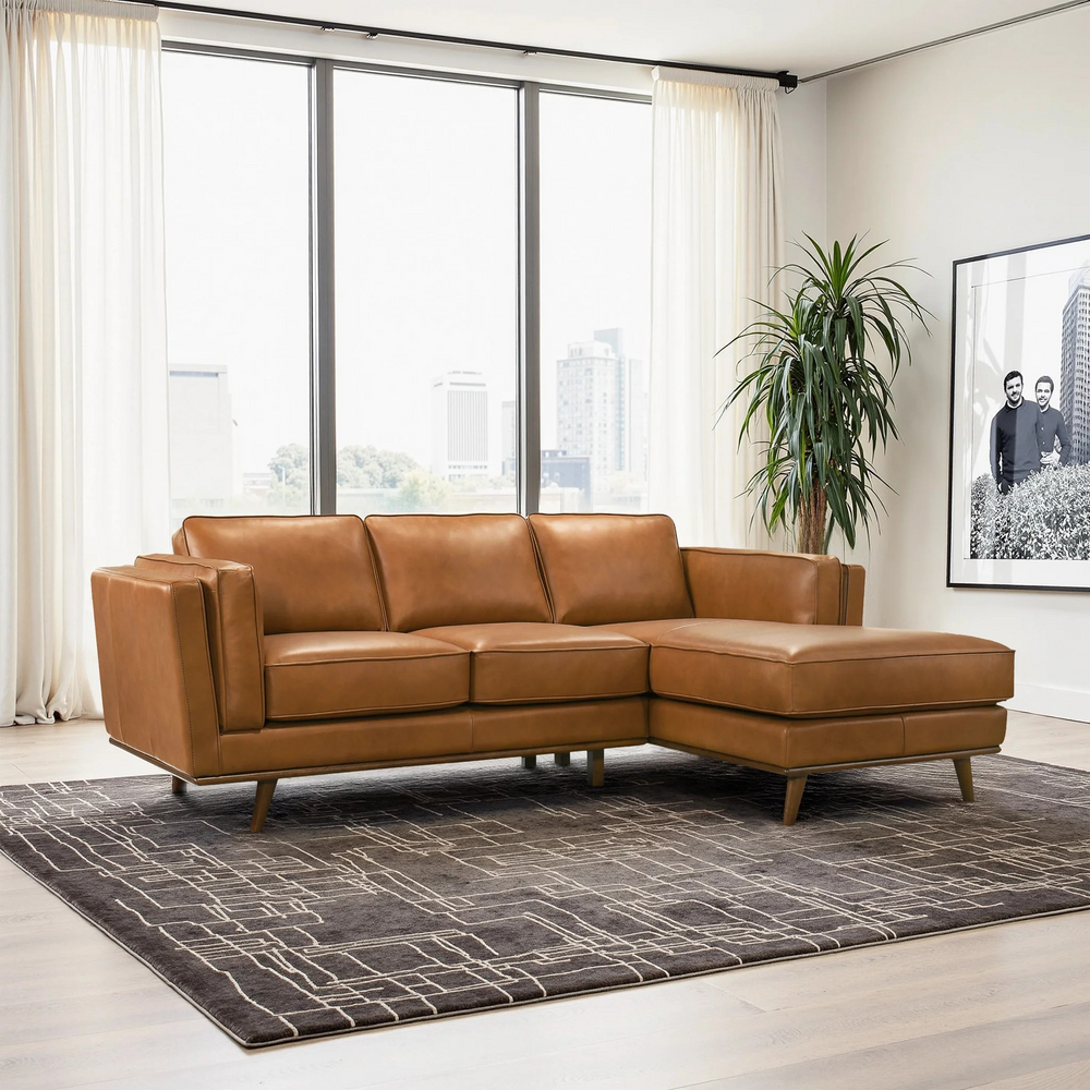 Chase Genuine Leather Sectional Right Facing Photo.