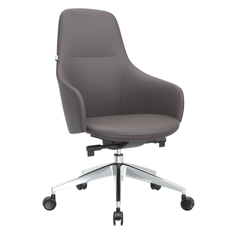 LeisureMod Celeste Series Office Chair in Grey Leather
