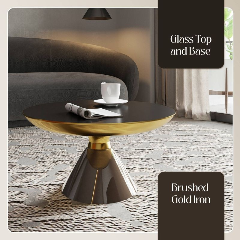 Leisuremod Hyalus Collection Glass Coffee Table in Smoke Details.