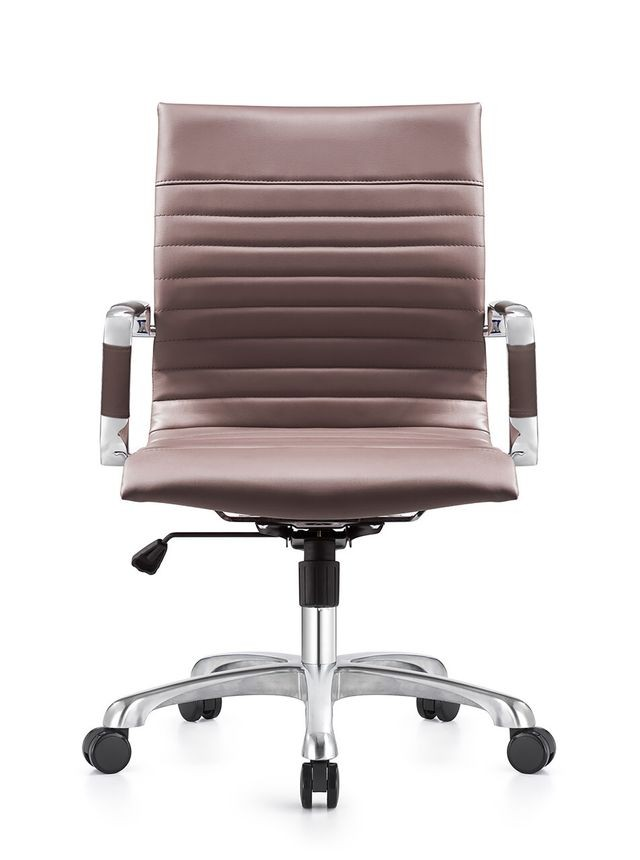 LeisureMod Harris Modern Adjustable Office Executive Swivel Chair Task Office Chair Dark Brown Front View.