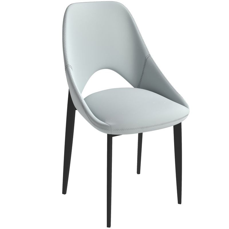 LeisureMod Amalfi Collection Modern Fabric Dining Chair in Coconut White