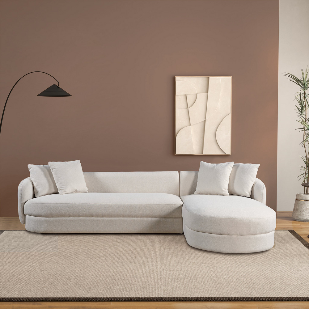 Chandler Cream Boucle Right Sectional Sofa Front