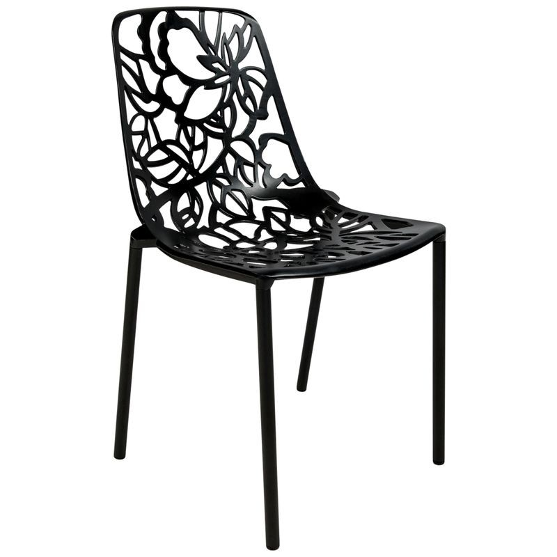 LeisureMod Modern Devon Aluminum Chair Black