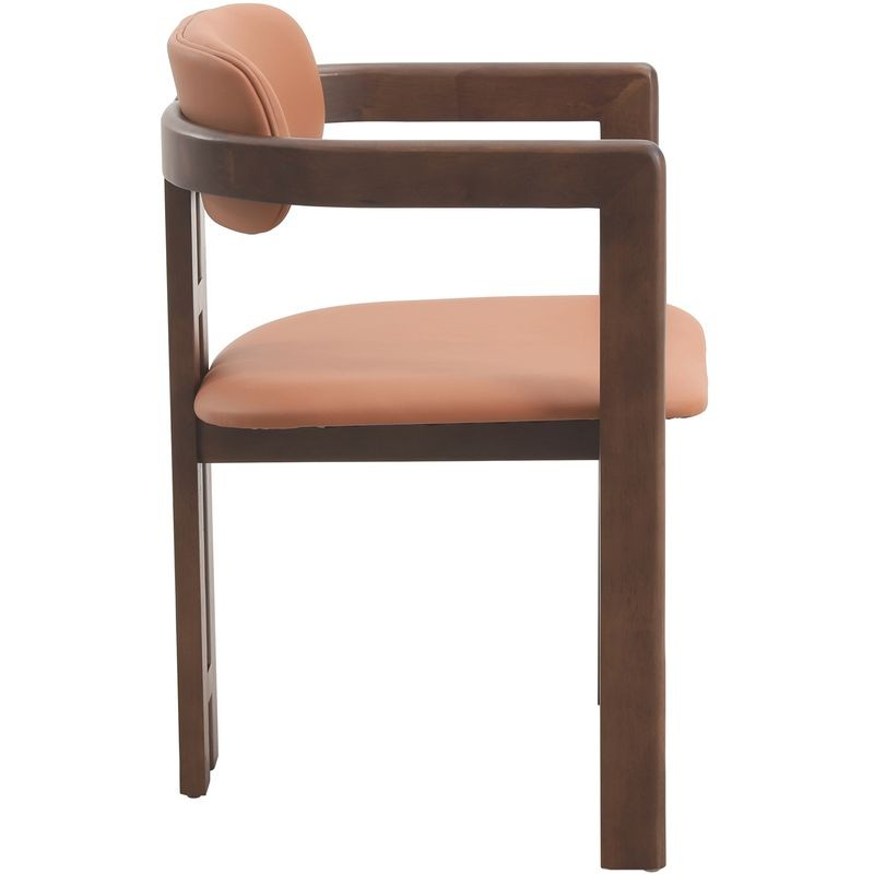 LeisureMod Velo Series Modern Dining Chair in Black Walnut Wood with Dark Brown Seat Side View.